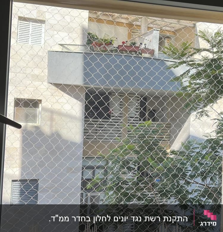 רשת על חלון למניעת כניסת יונים